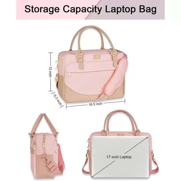 Laptop Bag for Women 156 inch Computer Briefcase Sleeve Case Large Waterresistant Cute Messenger Work Tote Bible with Crossbody Shoulder Strap Gift Office Travel Business College Pink17inch Pink