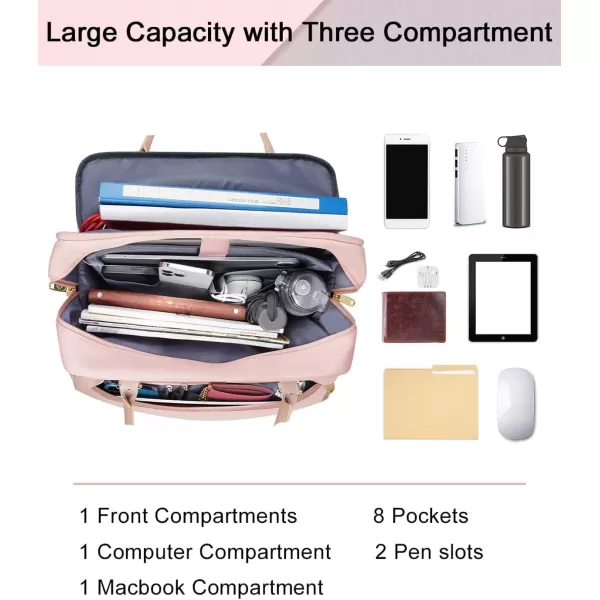 Laptop Bag for Women 156 inch Computer Briefcase Sleeve Case Large Waterresistant Cute Messenger Work Tote Bible with Crossbody Shoulder Strap Gift Office Travel Business College Pink17inch Pink