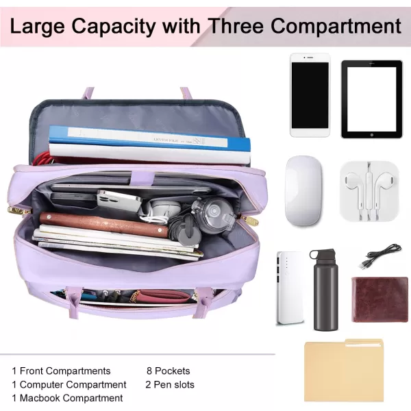 Laptop Bag for Women 156 inch Computer Briefcase Sleeve Case Large Waterresistant Cute Messenger Work Tote Bible with Crossbody Shoulder Strap Gift Office Travel Business College Pink156 inch Purple
