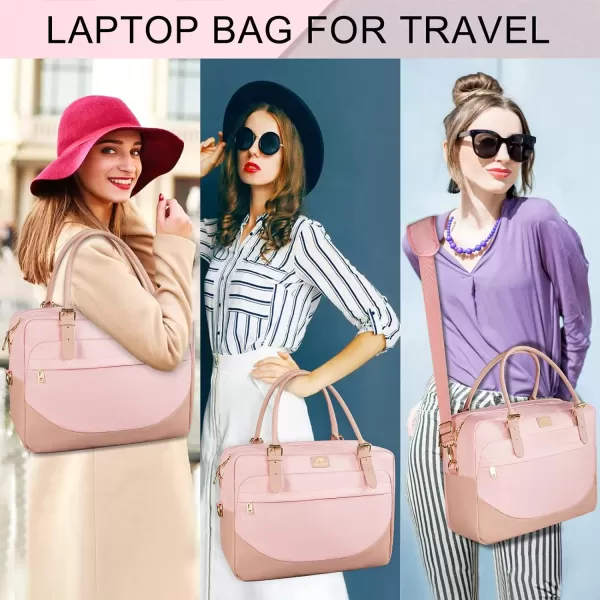 Laptop Bag for Women 156 inch Computer Briefcase Sleeve Case Large Waterresistant Cute Messenger Work Tote Bible with Crossbody Shoulder Strap Gift Office Travel Business College Pink156 inch Pink
