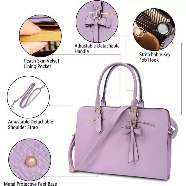 Laptop Tote Bag for Women Large Waterproof PU Leather Work Briefcase with USB Charging Port Casual Computer Shoulder Bag Messenger fits 156 Inch Business Handbag Satchel Purse 2pcs Set BlackLavender Purple