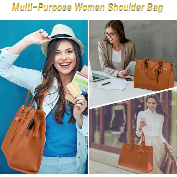 Laptop Tote Bag for Women Large Waterproof PU Leather Work Briefcase with USB Charging Port Casual Computer Shoulder Bag Messenger fits 156 Inch Business Handbag Satchel Purse 2pcs Set BlackBrown156 Inch