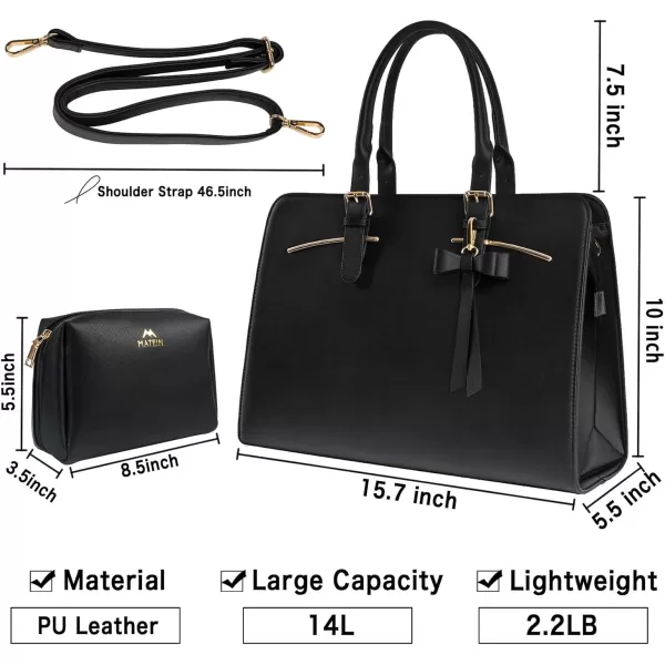 Laptop Tote Bag for Women Large Waterproof PU Leather Work Briefcase with USB Charging Port Casual Computer Shoulder Bag Messenger fits 156 Inch Business Handbag Satchel Purse 2pcs Set BlackBlack Charcoal14 Inch