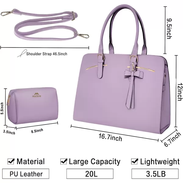Laptop Tote Bag for Women Large Waterproof PU Leather Work Briefcase with USB Charging Port Casual Computer Shoulder Bag Messenger fits 156 Inch Business Handbag Satchel Purse 2pcs Set BlackLavender Purple