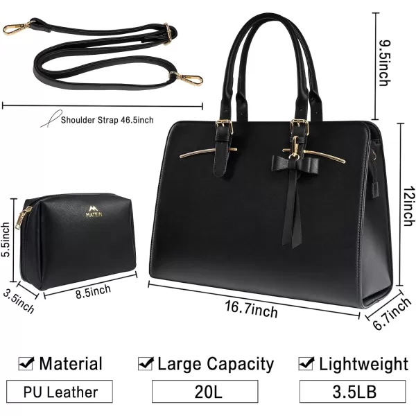 Laptop Tote Bag for Women Large Waterproof PU Leather Work Briefcase with USB Charging Port Casual Computer Shoulder Bag Messenger fits 156 Inch Business Handbag Satchel Purse 2pcs Set BlackBlack156 Inch