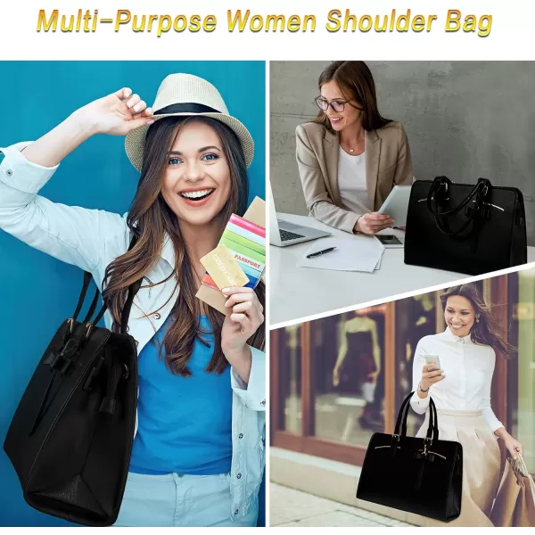 Laptop Tote Bag for Women Large Waterproof PU Leather Work Briefcase with USB Charging Port Casual Computer Shoulder Bag Messenger fits 156 Inch Business Handbag Satchel Purse 2pcs Set BlackBlack Charcoal14 Inch