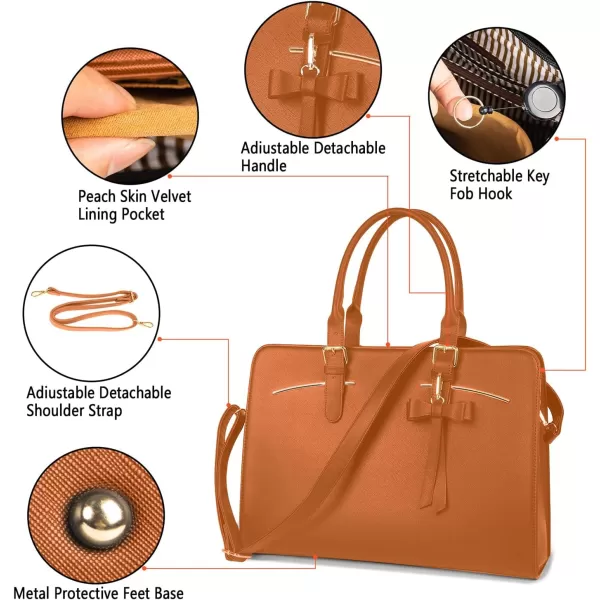 Laptop Tote Bag for Women Large Waterproof PU Leather Work Briefcase with USB Charging Port Casual Computer Shoulder Bag Messenger fits 156 Inch Business Handbag Satchel Purse 2pcs Set BlackBrown156 Inch