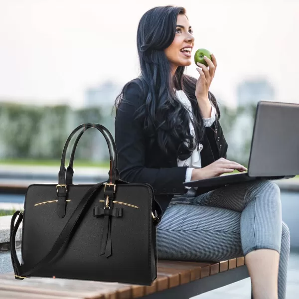 Laptop Tote Bag for Women Large Waterproof PU Leather Work Briefcase with USB Charging Port Casual Computer Shoulder Bag Messenger fits 156 Inch Business Handbag Satchel Purse 2pcs Set BlackBlack Charcoal14 Inch