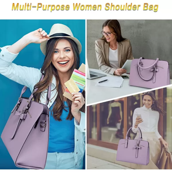 Laptop Tote Bag for Women Large Waterproof PU Leather Work Briefcase with USB Charging Port Casual Computer Shoulder Bag Messenger fits 156 Inch Business Handbag Satchel Purse 2pcs Set BlackLavender Purple