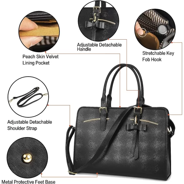 Laptop Tote Bag for Women Large Waterproof PU Leather Work Briefcase with USB Charging Port Casual Computer Shoulder Bag Messenger fits 156 Inch Business Handbag Satchel Purse 2pcs Set BlackBlack156 Inch