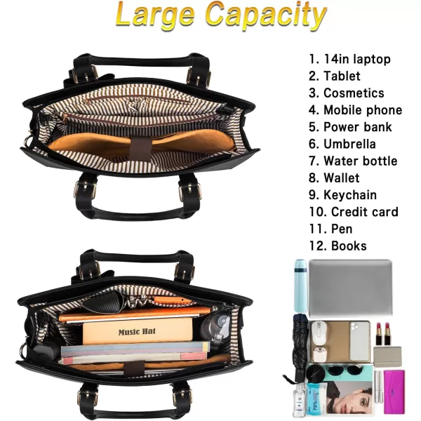 Laptop Tote Bag for Women Large Waterproof PU Leather Work Briefcase with USB Charging Port Casual Computer Shoulder Bag Messenger fits 156 Inch Business Handbag Satchel Purse 2pcs Set BlackBlack Charcoal14 Inch