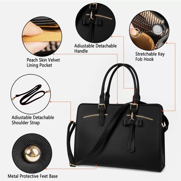 Laptop Tote Bag for Women Large Waterproof PU Leather Work Briefcase with USB Charging Port Casual Computer Shoulder Bag Messenger fits 156 Inch Business Handbag Satchel Purse 2pcs Set BlackBlack Charcoal14 Inch