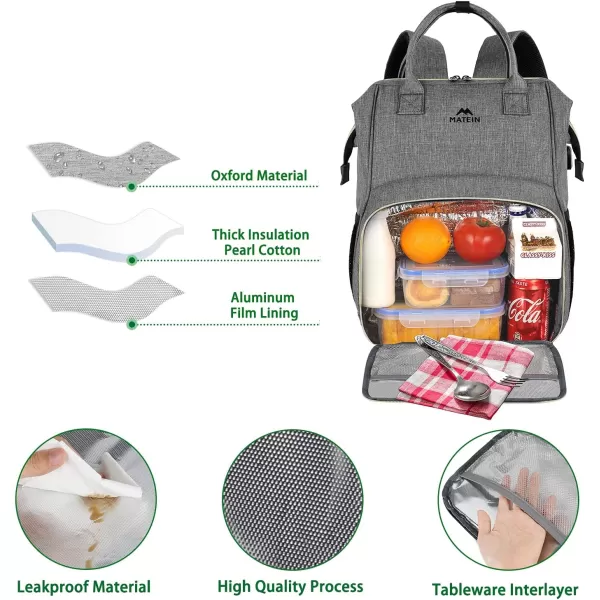 Lunch Backpack Insulated Cooler Backpack Lunch Box Laptop Backpack with USB Port for Women Men Water Resistant Leak Proof Lunch Bag Nurses Gifts for Women Work Travel Picnic Fits 156 Inch Laptop17inch Austere Grey