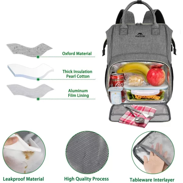 Lunch Backpack Insulated Cooler Backpack Lunch Box Laptop Backpack with USB Port for Women Men Water Resistant Leak Proof Lunch Bag Nurses Gifts for Women Work Travel Picnic Fits 156 Inch Laptop156inch Austere Grey