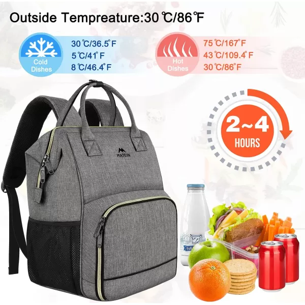 Lunch Backpack Insulated Cooler Backpack Lunch Box Laptop Backpack with USB Port for Women Men Water Resistant Leak Proof Lunch Bag Nurses Gifts for Women Work Travel Picnic Fits 156 Inch Laptop17inch Austere Grey