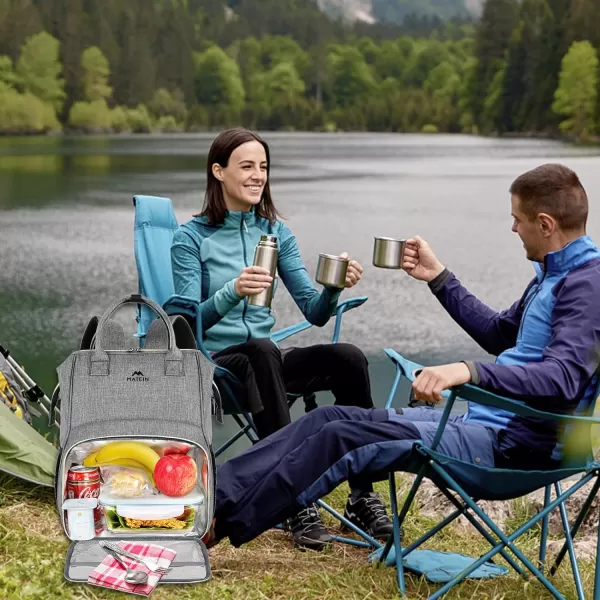 Lunch Backpack Insulated Cooler Backpack Lunch Box Laptop Backpack with USB Port for Women Men Water Resistant Leak Proof Lunch Bag Nurses Gifts for Women Work Travel Picnic Fits 156 Inch Laptop156inch Austere Grey