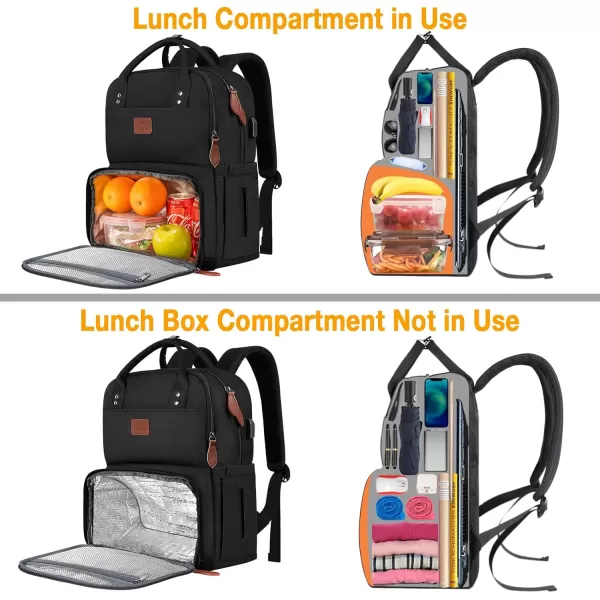 Lunch Backpack for Women Insulated Cooler Backpacks with USB Port 156 inch College School Laptop Bookbag Reusable Water Resistant Tote Food Bag for Work Beach Camping Picnics Hiking Womens Gift17 inch Black