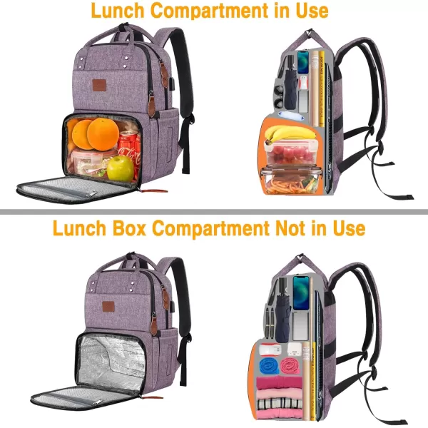 Lunch Backpack for Women Insulated Cooler Backpacks with USB Port 156 inch College School Laptop Bookbag Reusable Water Resistant Tote Food Bag for Work Beach Camping Picnics Hiking Womens Gift156 inch Purple