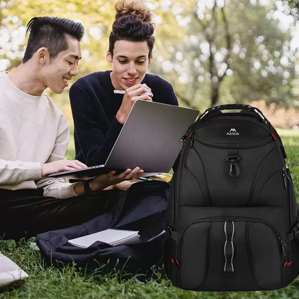 MATEIN Backpack for Men Extra Large Laptop Backpack with USB Port Travel Backpacks for Women Anti Theft College Computer Bag Water Resistant TSA Business Work Rucksack Fit 17 Inch Notebook BlackBlack