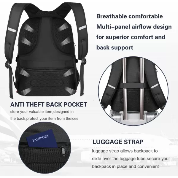 MATEIN Backpack for Men Extra Large Laptop Backpack with USB Port Travel Backpacks for Women Anti Theft College Computer Bag Water Resistant TSA Business Work Rucksack Fit 17 Inch Notebook BlackBlack