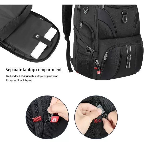 MATEIN Backpack for Men Extra Large Laptop Backpack with USB Port Travel Backpacks for Women Anti Theft College Computer Bag Water Resistant TSA Business Work Rucksack Fit 17 Inch Notebook BlackBlack
