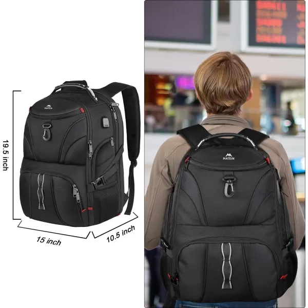 MATEIN Backpack for Men Extra Large Laptop Backpack with USB Port Travel Backpacks for Women Anti Theft College Computer Bag Water Resistant TSA Business Work Rucksack Fit 17 Inch Notebook BlackBlack