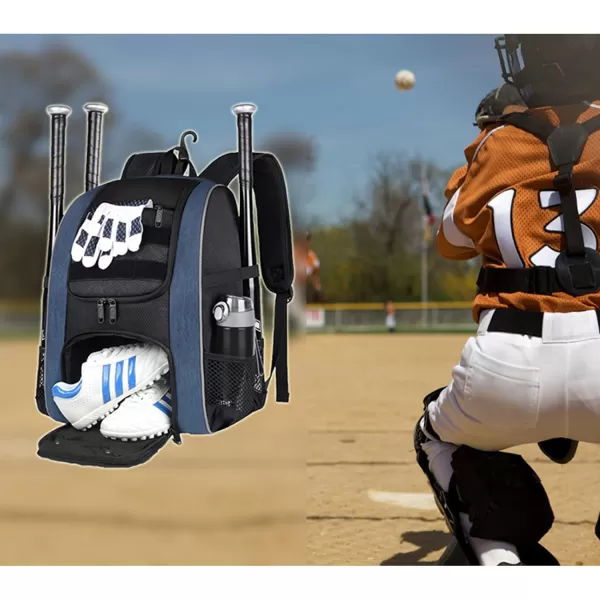 MATEIN Baseball Backpack Lightweight Softball Bag with Shoes Compartment for Men Large Capacity Baseball Bags Gift for Adults with Fence Hook Hold 4 Tee Ball Bats TBall Gear HelmetBlack40L