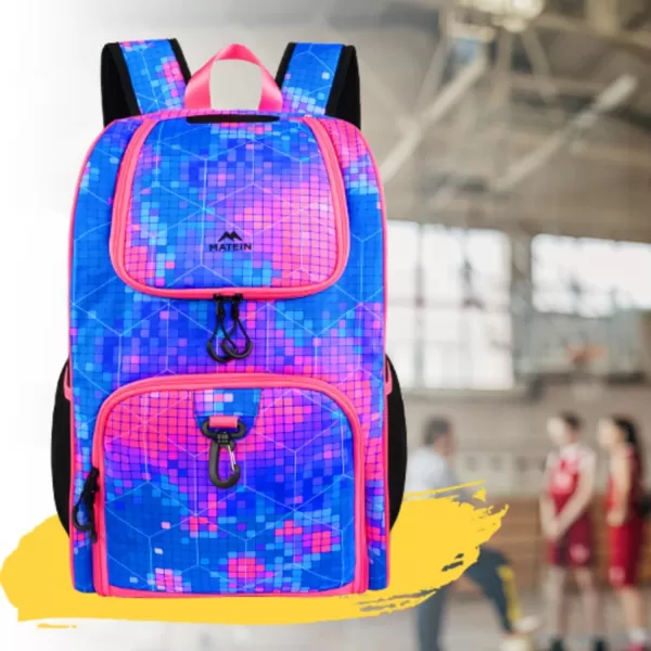 MATEIN Basketball Bag Durable Soccer Bag with Ball Holder amp Shoe Compartment Large Basketball Backpack for Training Equipment Water Resistant Sports Ball Bags Fits Volleyball Football ColorfulPink
