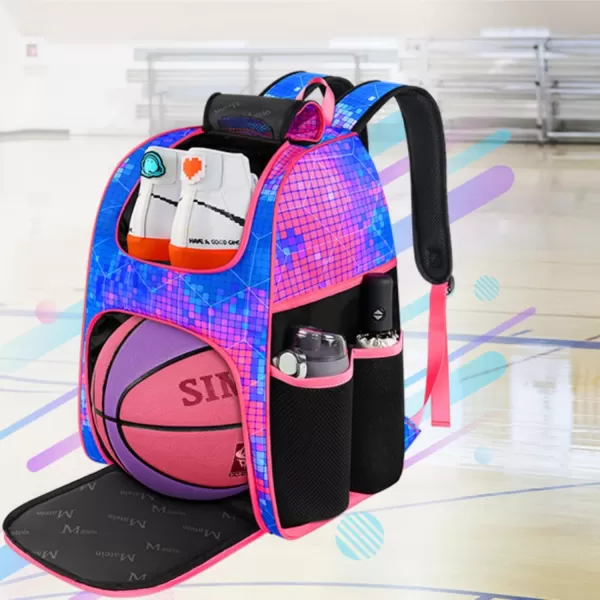MATEIN Basketball Bag Durable Soccer Bag with Ball Holder amp Shoe Compartment Large Basketball Backpack for Training Equipment Water Resistant Sports Ball Bags Fits Volleyball Football ColorfulPink