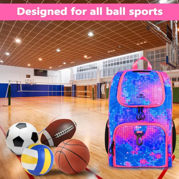 MATEIN Basketball Bag Durable Soccer Bag with Ball Holder amp Shoe Compartment Large Basketball Backpack for Training Equipment Water Resistant Sports Ball Bags Fits Volleyball Football ColorfulPink