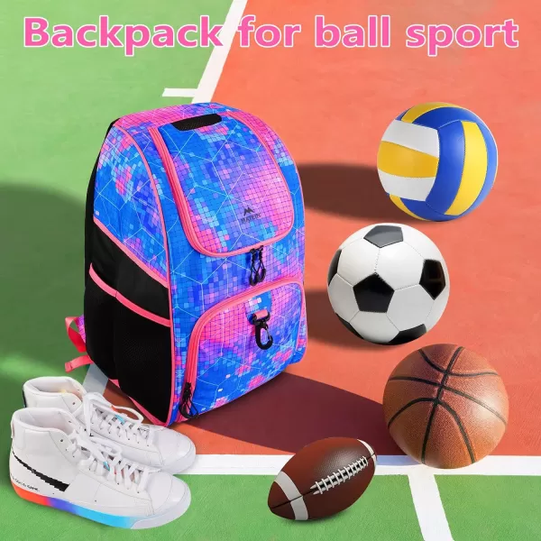 MATEIN Basketball Bag Durable Soccer Bag with Ball Holder amp Shoe Compartment Large Basketball Backpack for Training Equipment Water Resistant Sports Ball Bags Fits Volleyball Football ColorfulPink