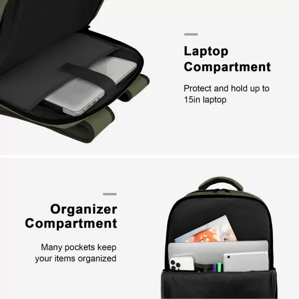 MATEIN Carry on Backpack 40L Flight Approved Large Travel Laptop Backpack with USB Charge Port 17 Inch Water Resistant Luggage Computer Daypack College Weekender Overnight Bag for Men amp Women Black156inch Green