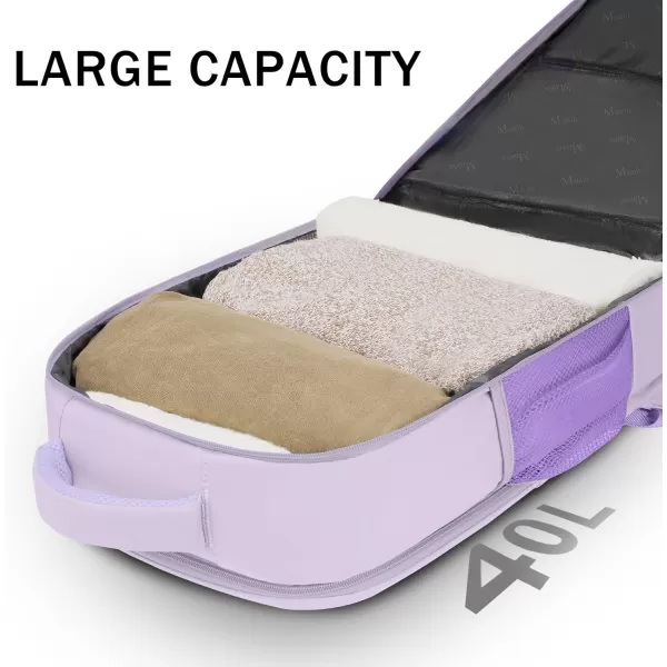 MATEIN Carry on Backpack 40L Flight Approved Large Travel Laptop Backpack with USB Charge Port 17 Inch Water Resistant Luggage Computer Daypack College Weekender Overnight Bag for Men amp Women Black17inch Light Purple