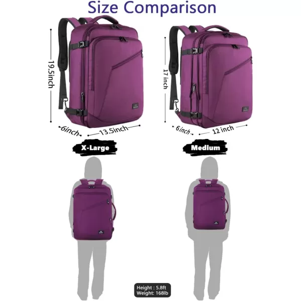 MATEIN Carry on Backpack Extra Large Travel Backpack Expandable Airplane Approved Weekender Bag for Men and Women Water Resistant Lightweight Daypack for Flight 40L BlackMedium Purple