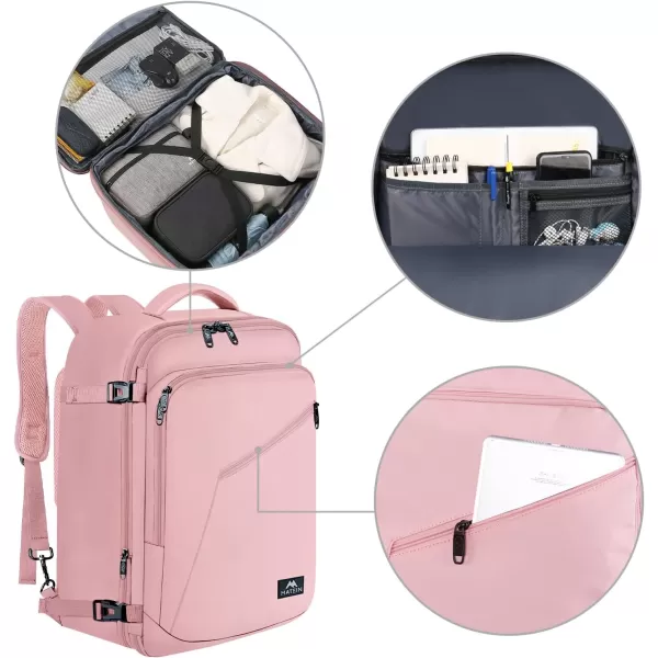 MATEIN Carry on Backpack Extra Large Travel Backpack Expandable Airplane Approved Weekender Bag for Men and Women Water Resistant Lightweight Daypack for Flight 40L BlackXLarge Pink