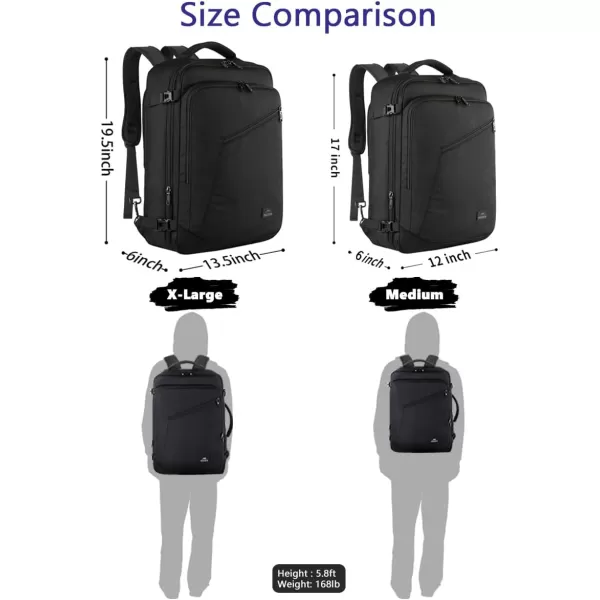 MATEIN Carry on Backpack Extra Large Travel Backpack Expandable Airplane Approved Weekender Bag for Men and Women Water Resistant Lightweight Daypack for Flight 40L BlackMedium Black