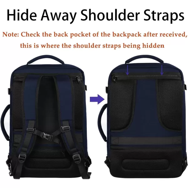 MATEIN Carry on Backpack Extra Large Travel Backpack Expandable Airplane Approved Weekender Bag for Men and Women Water Resistant Lightweight Daypack for Flight 40L BlackMedium Blue