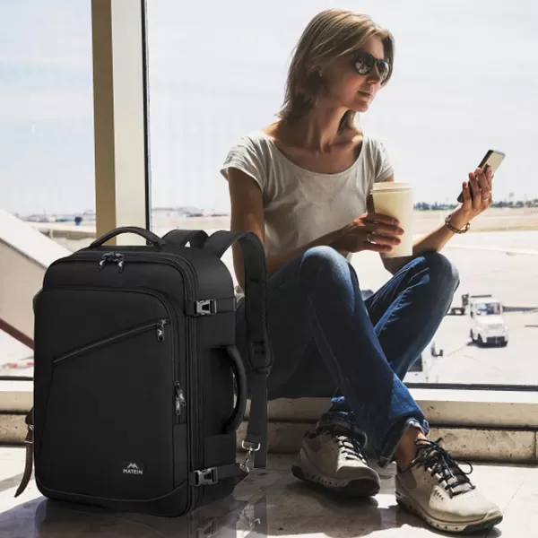 MATEIN Carry on Backpack Extra Large Travel Backpack Expandable Airplane Approved Weekender Bag for Men and Women Water Resistant Lightweight Daypack for Flight 40L BlackXLarge Black