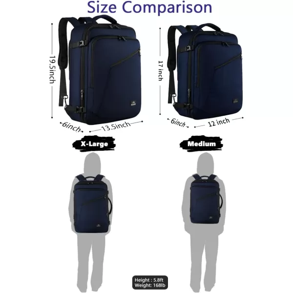 MATEIN Carry on Backpack Extra Large Travel Backpack Expandable Airplane Approved Weekender Bag for Men and Women Water Resistant Lightweight Daypack for Flight 40L BlackMedium Blue