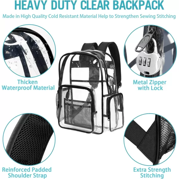 MATEIN Clear Backpack Anti Theft Transparent College Backpack for Women Fits 156 inch LaptopBlack