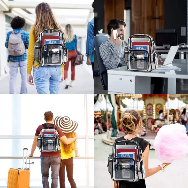 MATEIN Clear Backpack Anti Theft Transparent College Backpack for Women Fits 156 inch LaptopBlack
