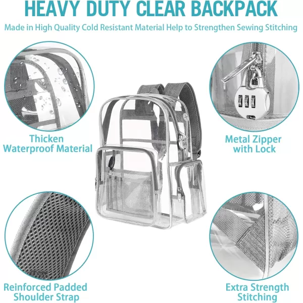 MATEIN Clear Backpack Anti Theft Transparent College Backpack for Women Fits 156 inch LaptopGrey