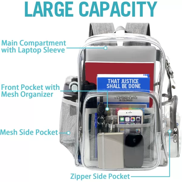 MATEIN Clear Backpack Anti Theft Transparent College Backpack for Women Fits 156 inch LaptopGrey