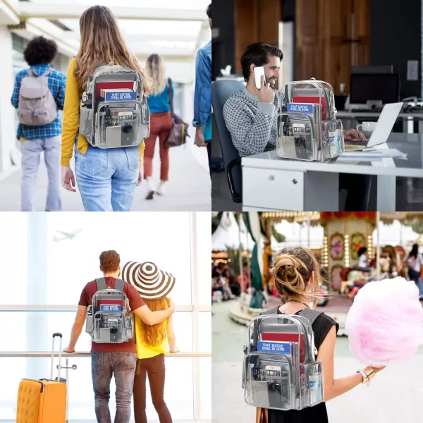 MATEIN Clear Backpack Anti Theft Transparent College Backpack for Women Fits 156 inch LaptopGrey