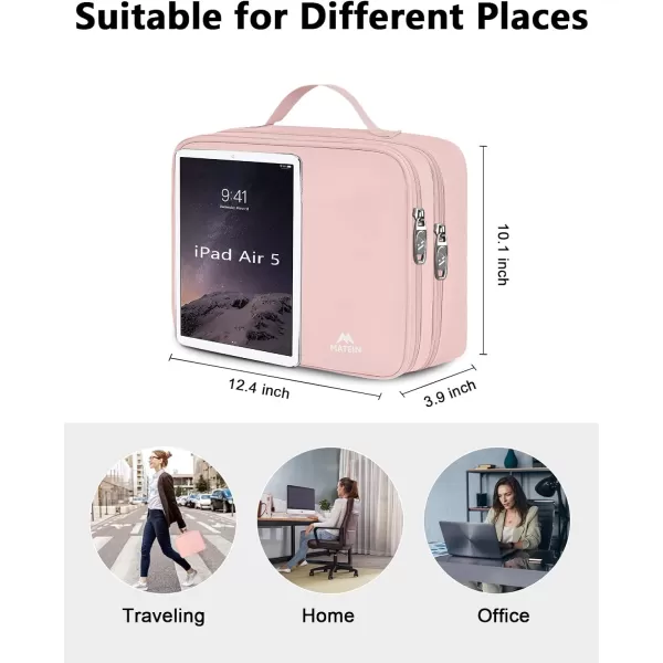 MATEIN Electronics Organizer Travel Case Water Resistant Cable Organizer Bag for Travel Essentials Tech Travel Gifts for Men Cable Storage Bag as Travel Accessories for Phone Cord iPad Black6Pink Large