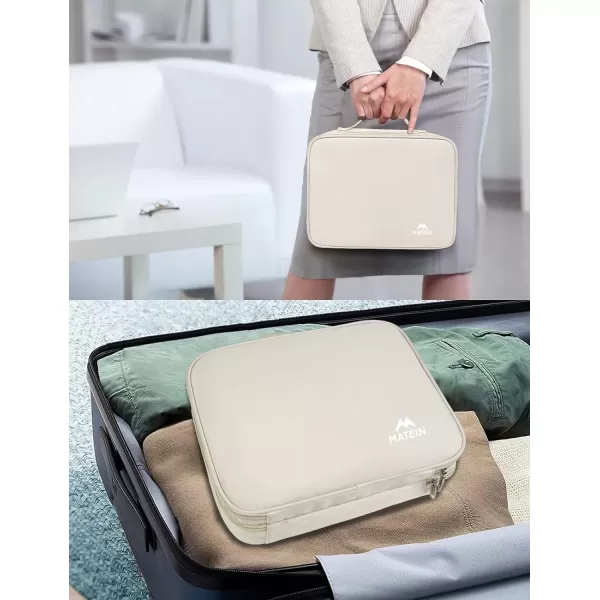 MATEIN Electronics Organizer Travel Case Water Resistant Cable Organizer Bag for Travel Essentials Tech Travel Gifts for Men Cable Storage Bag as Travel Accessories for Phone Cord iPad Black4Light Beige Medium