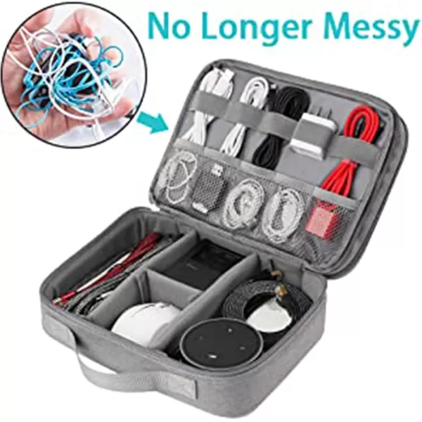 MATEIN Electronics Organizer Travel Case Water Resistant Cable Organizer Bag for Travel Essentials Tech Travel Gifts for Men Cable Storage Bag as Travel Accessories for Phone Cord iPad Black3  Clear Grey Medium