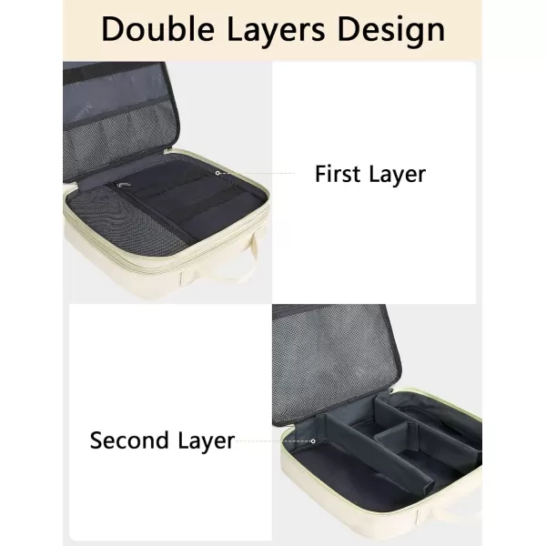 MATEIN Electronics Organizer Travel Case Water Resistant Cable Organizer Bag for Travel Essentials Tech Travel Gifts for Men Cable Storage Bag as Travel Accessories for Phone Cord iPad Black4Light Beige Medium
