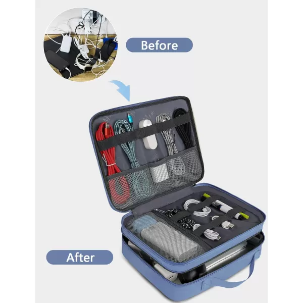 MATEIN Electronics Organizer Travel Case Water Resistant Cable Organizer Bag for Travel Essentials Tech Travel Gifts for Men Cable Storage Bag as Travel Accessories for Phone Cord iPad Black5Blue Medium