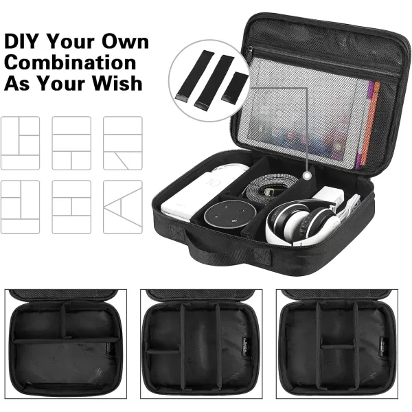 MATEIN Electronics Organizer Travel Case Water Resistant Cable Organizer Bag for Travel Essentials Tech Travel Gifts for Men Cable Storage Bag as Travel Accessories for Phone Cord iPad Black1  Antique Black Large